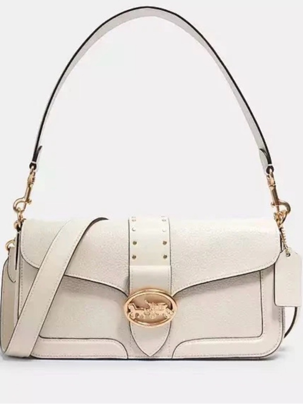 Coach Georgie Shoulder Bag With Rivets Gold/Chalk